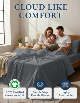 Lane Linen charcoal king fitted sheet with deep pockets for secure fit.
