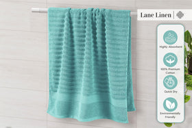 Lane Linen aqua sky towels elevate bathroom decor with soft color