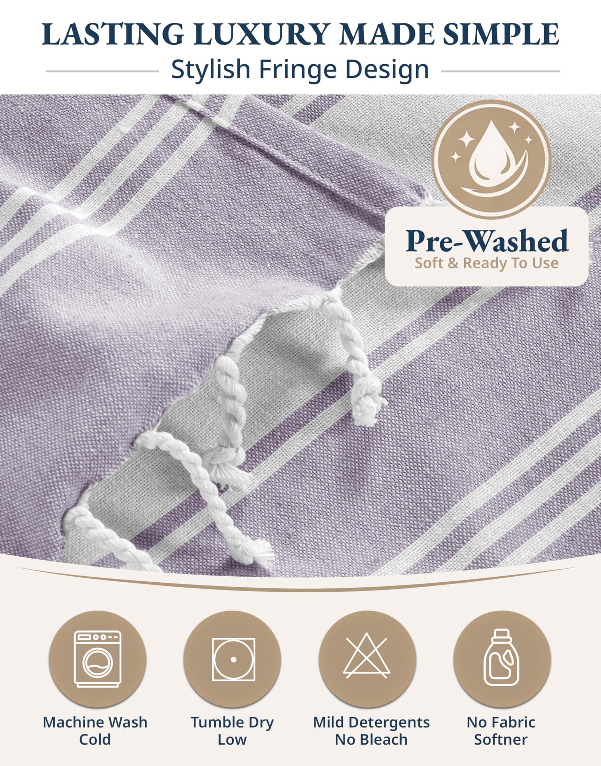 Lane Linen easy-care towel, machine washable and dryer friendly