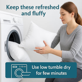 LANE LINEN easy-care pillows simplify cleaning with quick rinses and hand washing.