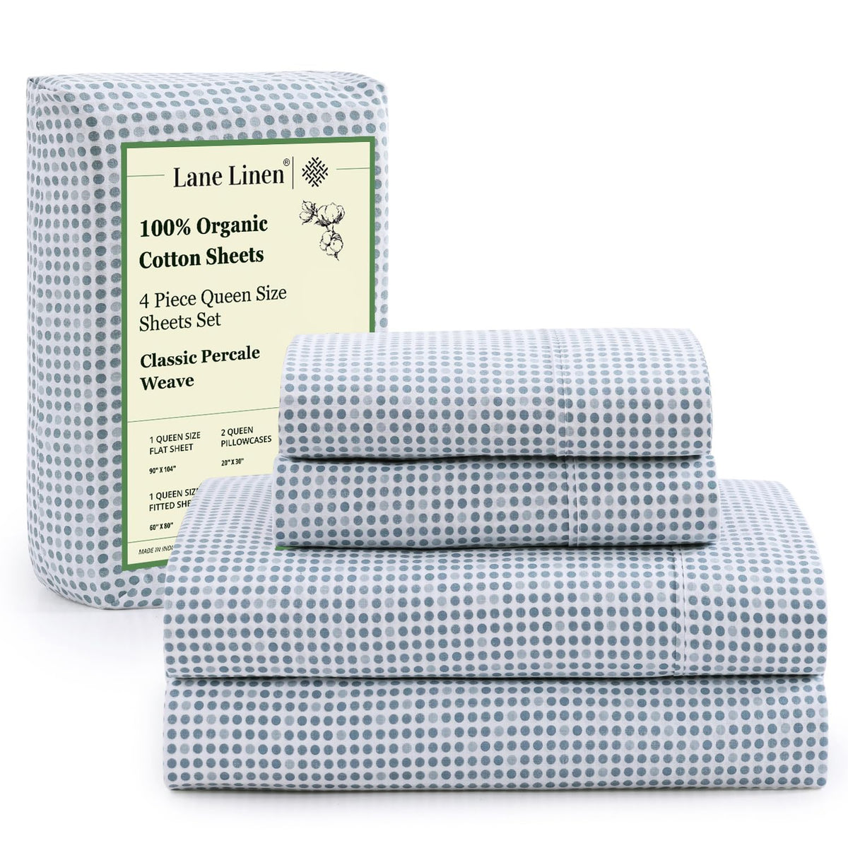 Lane Linen eco-friendly organic cotton queen sheets offer soft, breathable comfort.