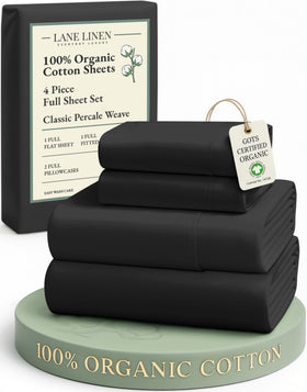 LANE LINEN eco packaging in a reusable bag for sustainable sheet sets.