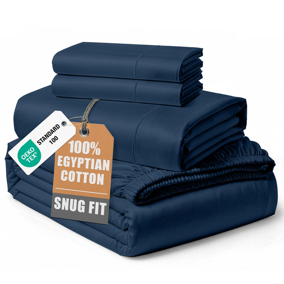 Lane Linen estate blue king sheets folded to show premium hotel-like comfort.