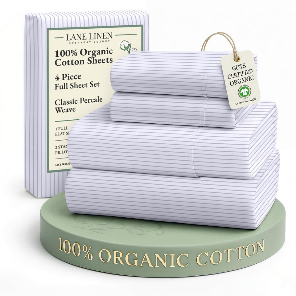 Lane Linen flat sheet in full set, crisp and breathable for all-season comfort.