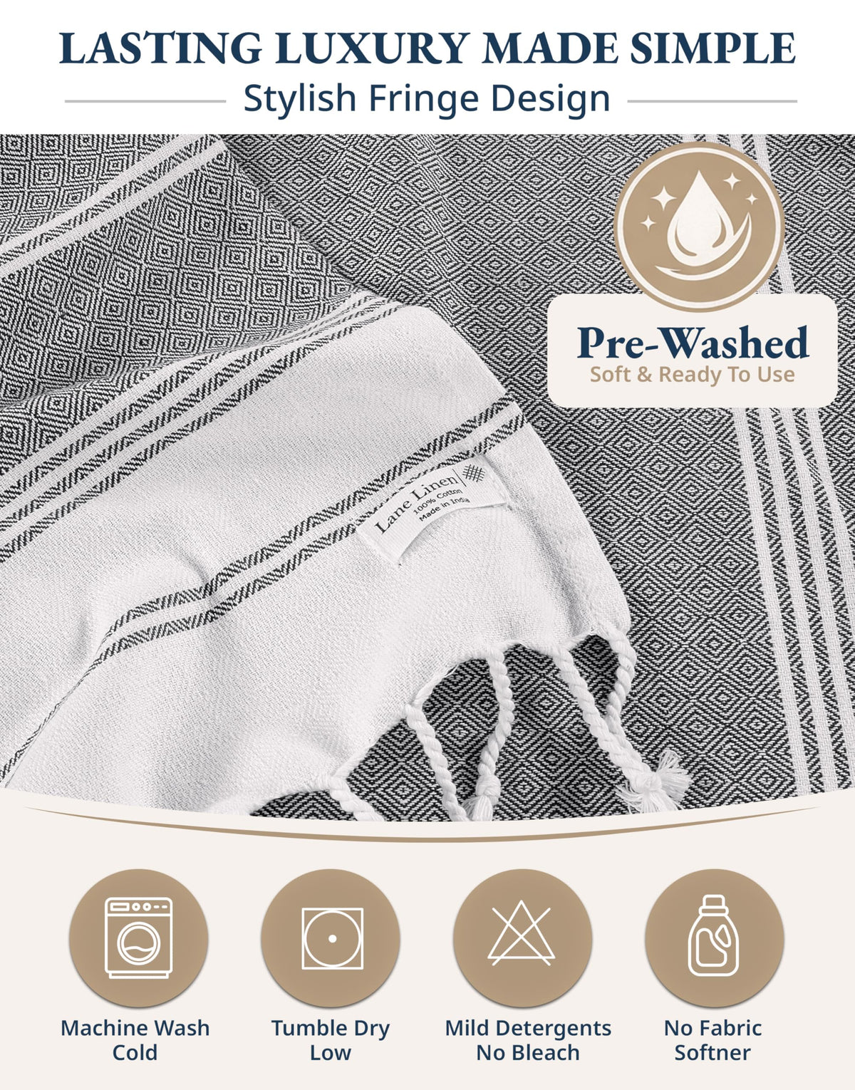 Lane Linen gift-ready towel set ideal for special occasions.