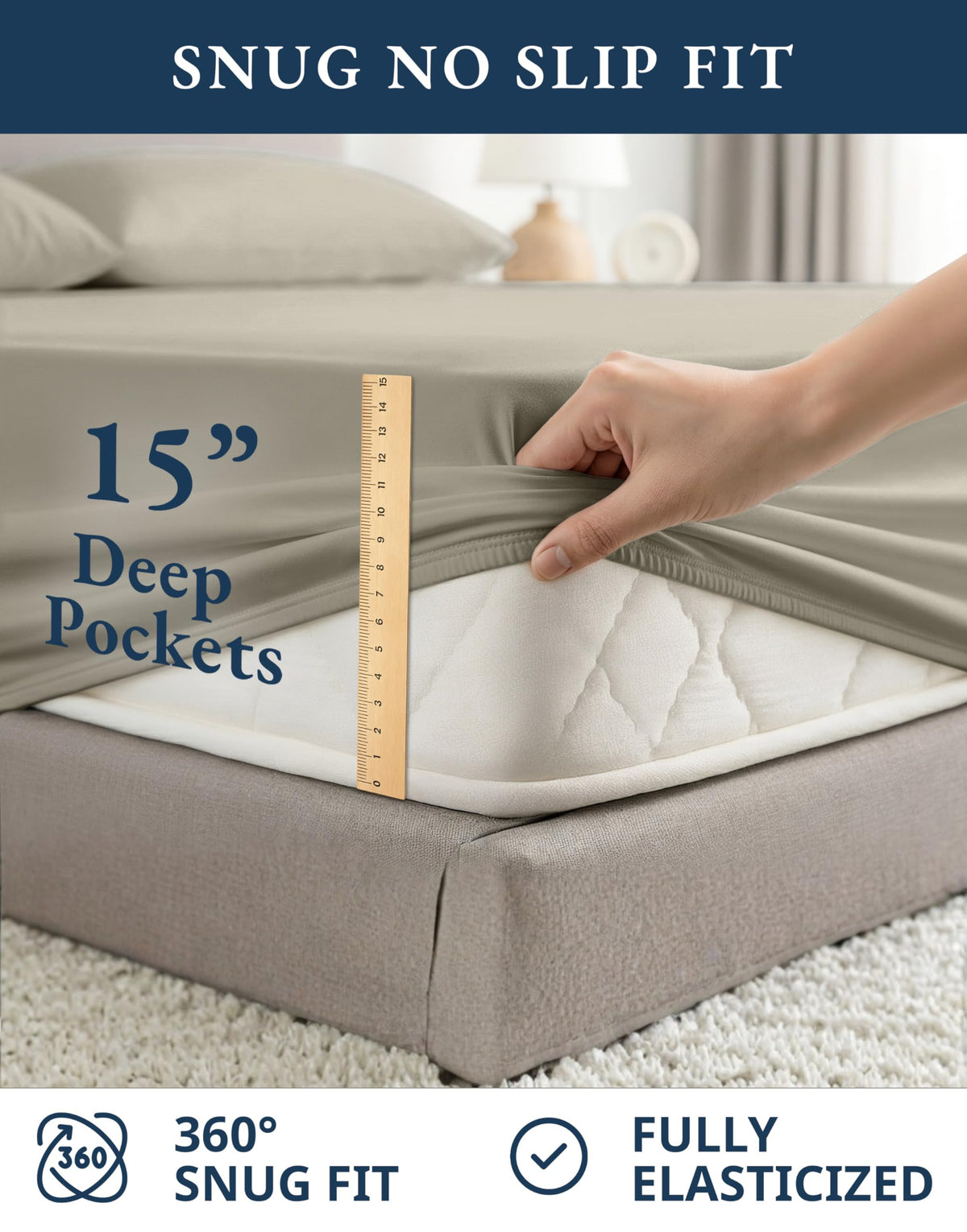 Lane Linen hotel-quality percale shot conveys crisp, durable finish.