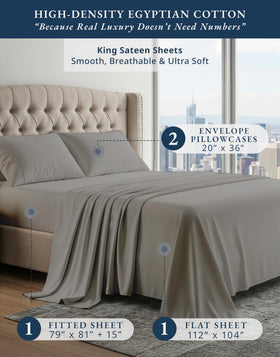 Lane Linen king fitted sheet with 15-inch pocket demonstrates secure snug fit.