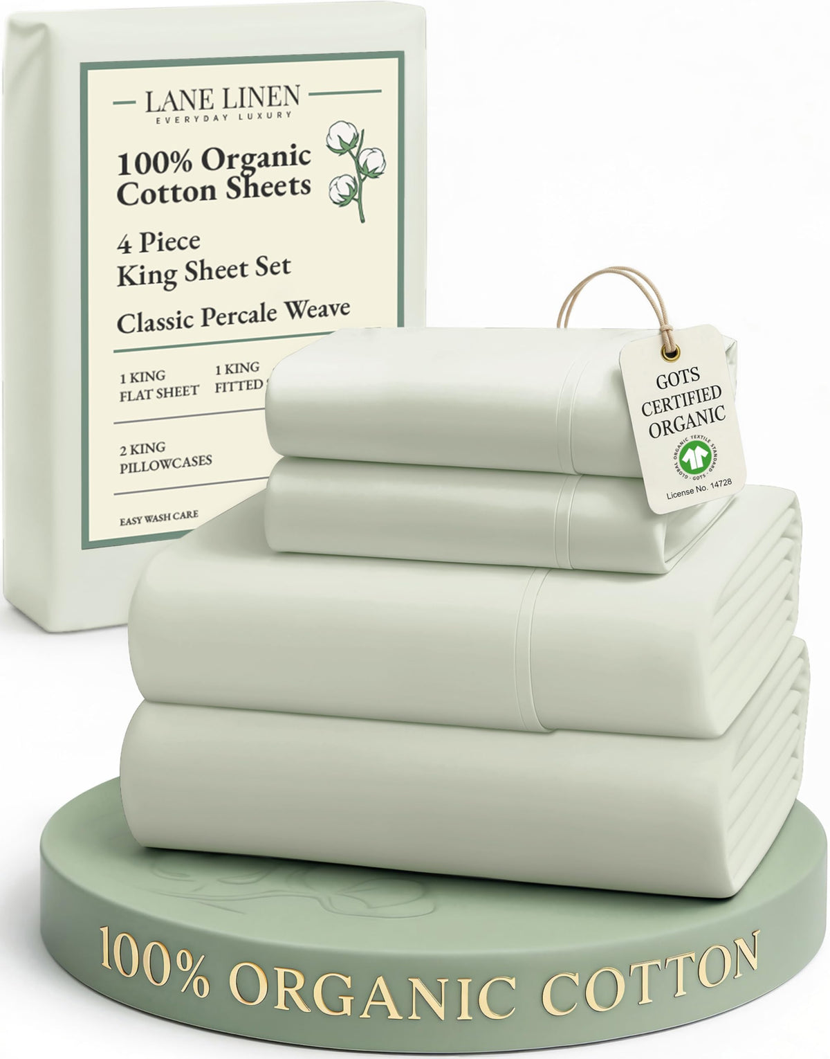 Lane Linen king flat sheet 108 inches by 104 inches in 100 percent organic cotton for all season comfort