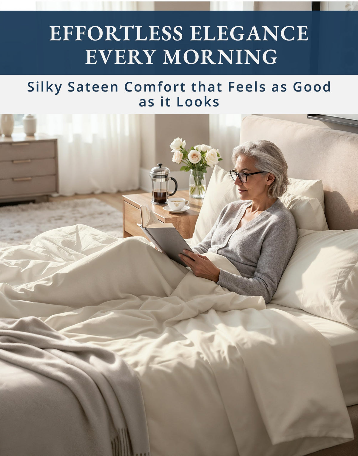 LANE LINEN pillowcases 20x36 on ivory bedding for a hotel-style look.