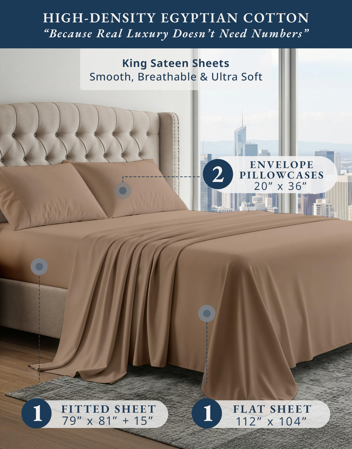 Lane Linen king flat sheet provides ample coverage with a silky finish.
