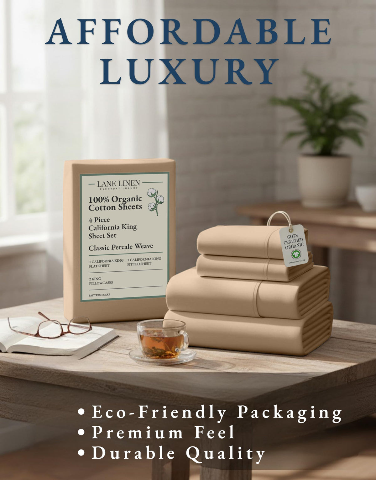 LANE LINEN machine-wash-ready fabric displayed for easy care