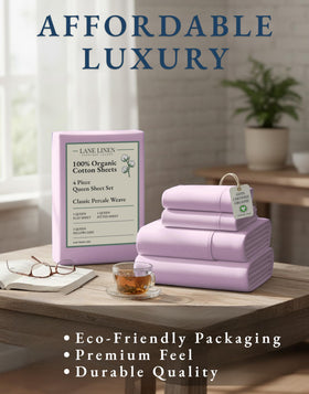 LANE LINEN mercerized cotton sheen suggests luxe look and improved strength.