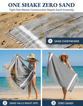 Lane Linen multipurpose towel serves as sarong, blanket, or yoga mat anywhere.