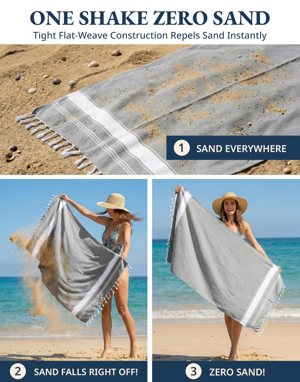 LANE LINEN multipurpose towel shown as travel blanket or sarong for versatility.
