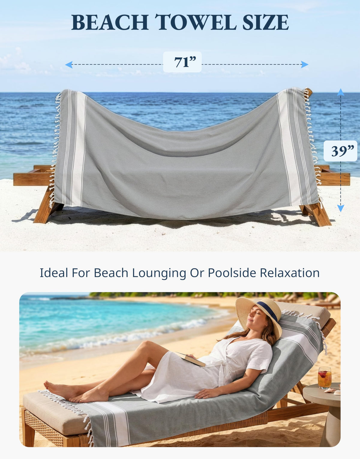 Lane Linen multi use towel doubles as a sarong or picnic blanket.