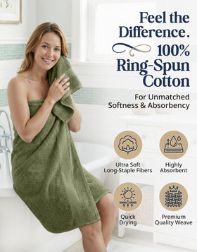 Lane Linen oil-green bath towel 28x54 inches offering plush absorbency.
