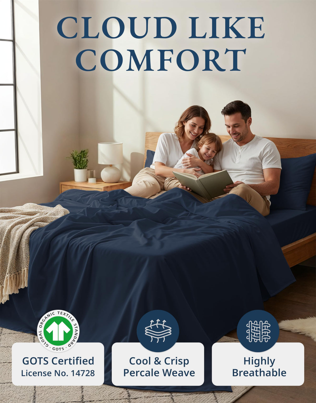 Lane Linen organic cotton king fitted sheet demonstrates secure deep-pocket fit
