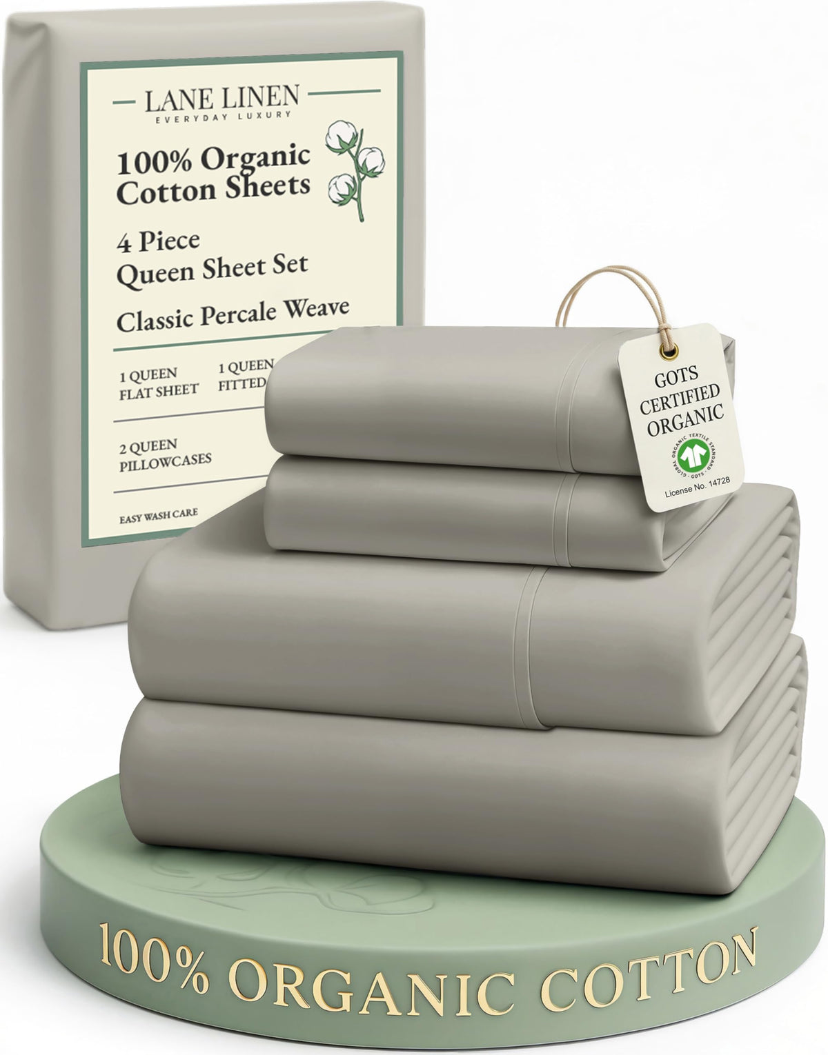 Lane Linen organic cotton percale close-up shows breathable, hotel-like feel.