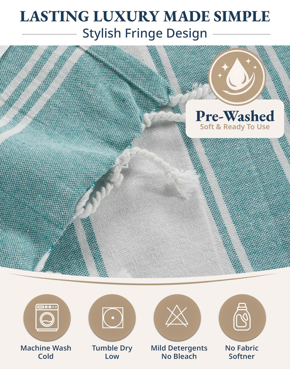 Lane Linen oversized 39x71 towel spread on sunlit sand