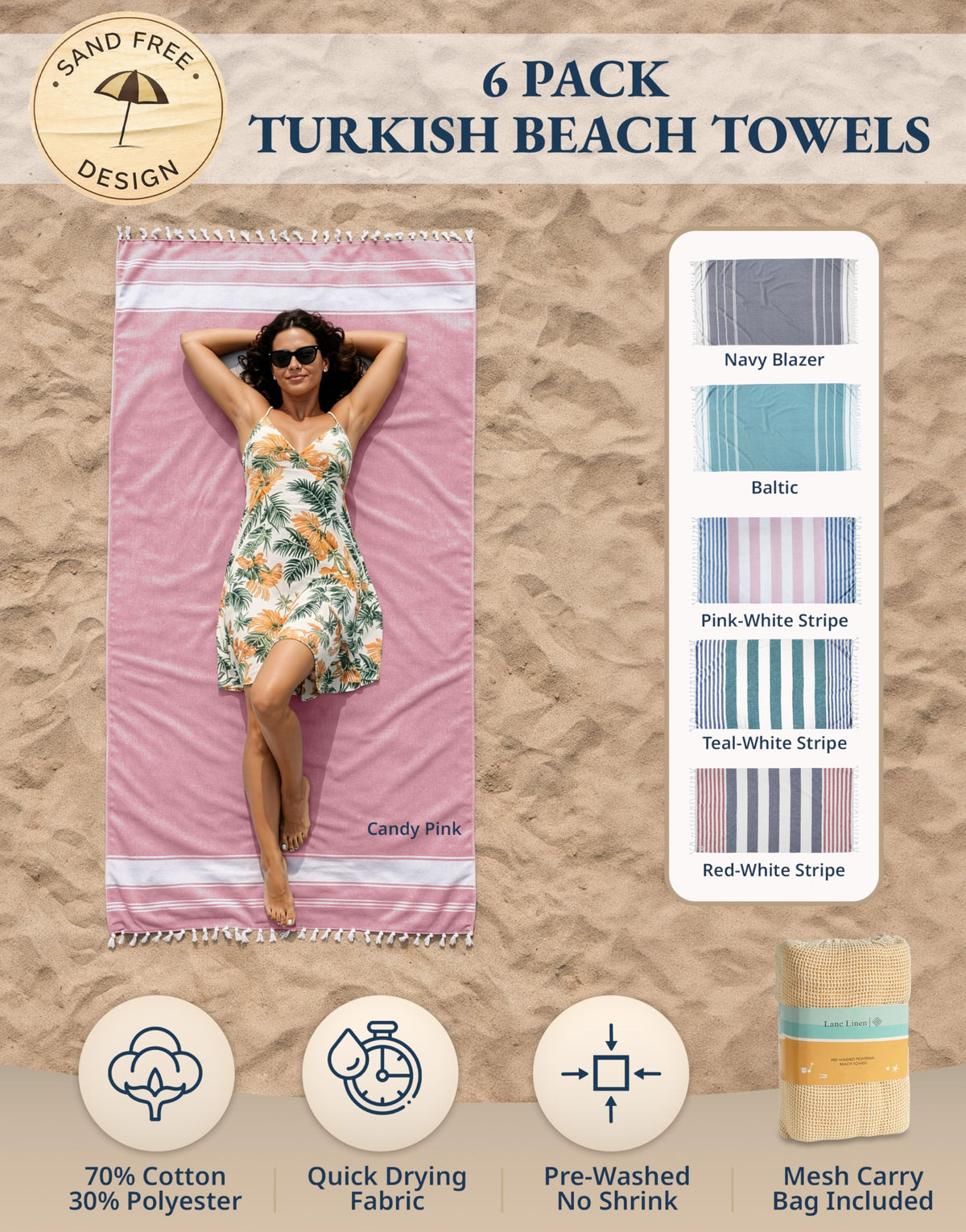 Lane Linen oversized 39 by 71 inch towel spread for lounging