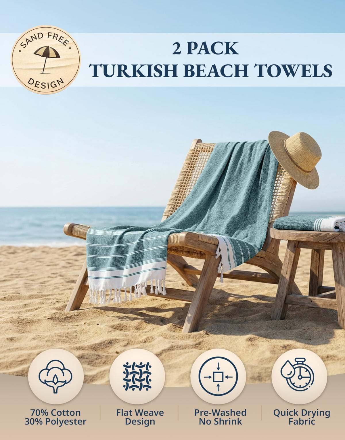 LANE LINEN oversize 39x71 towel: quick-dry, travel-friendly for beach outings.