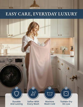 Lane Linen packaging in reusable cotton bag demonstrates sustainability.