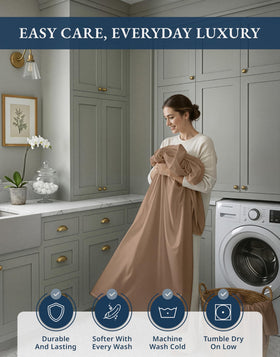 Lane Linen packaging includes a reusable cotton bag for sustainable storage.