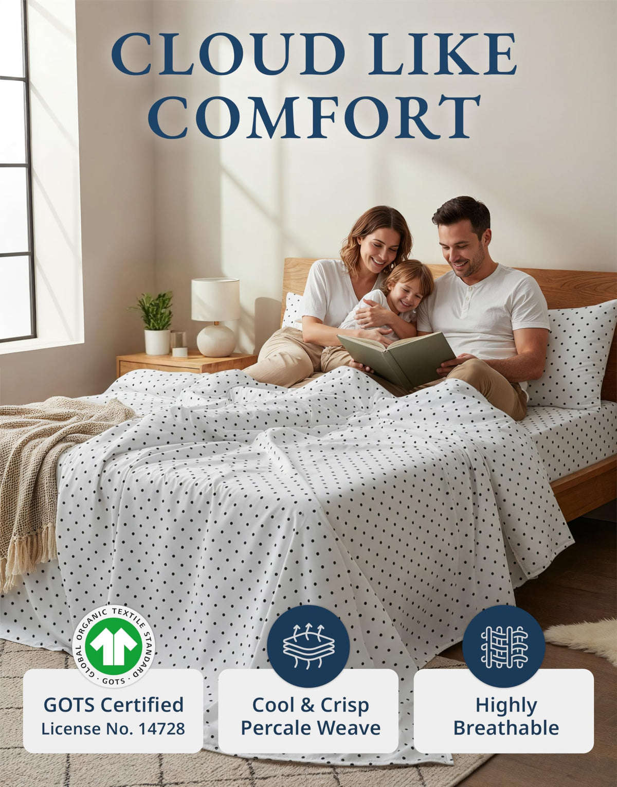 Lane Linen percale weave flat sheet close up demonstrates crisp hotel quality softness