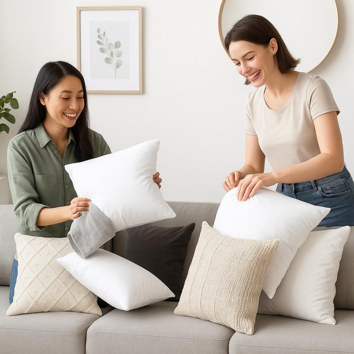 Lane Linen insert pairs with pillow covers for easy styling.