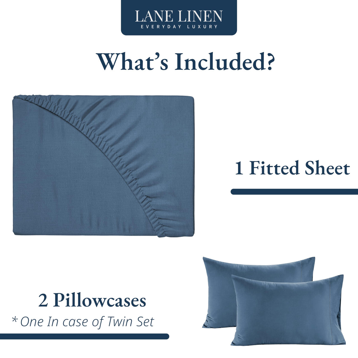 Lane Linen standard pillowcase navy 20x30 for easy care and coordination