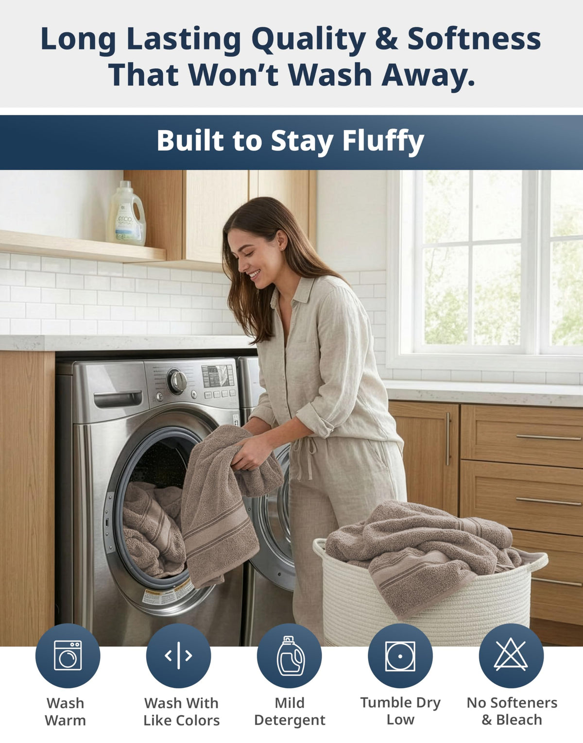 Lane Linen platinum color complements modern bathrooms and decor.