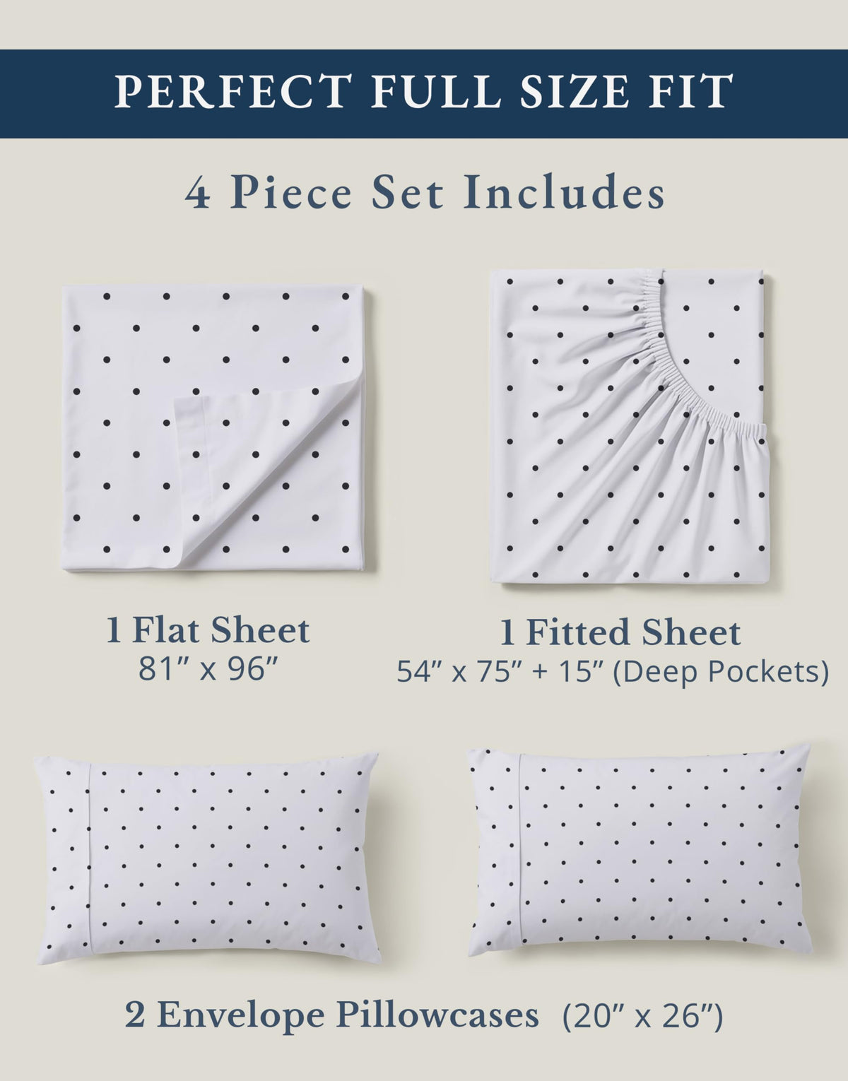 Lane Linen polka dot printed sheets add playful design and everyday comfort
