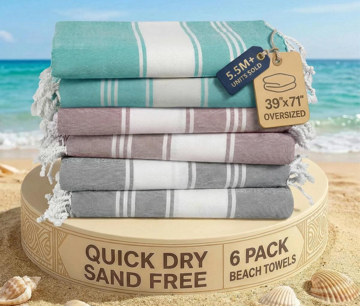 LANE LINEN pool towels oversized 6-pack ideal for family beach days and quick drying.