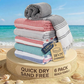 Lane Linen pool towels oversized set of 6, absorbent and quick-drying for beach days.