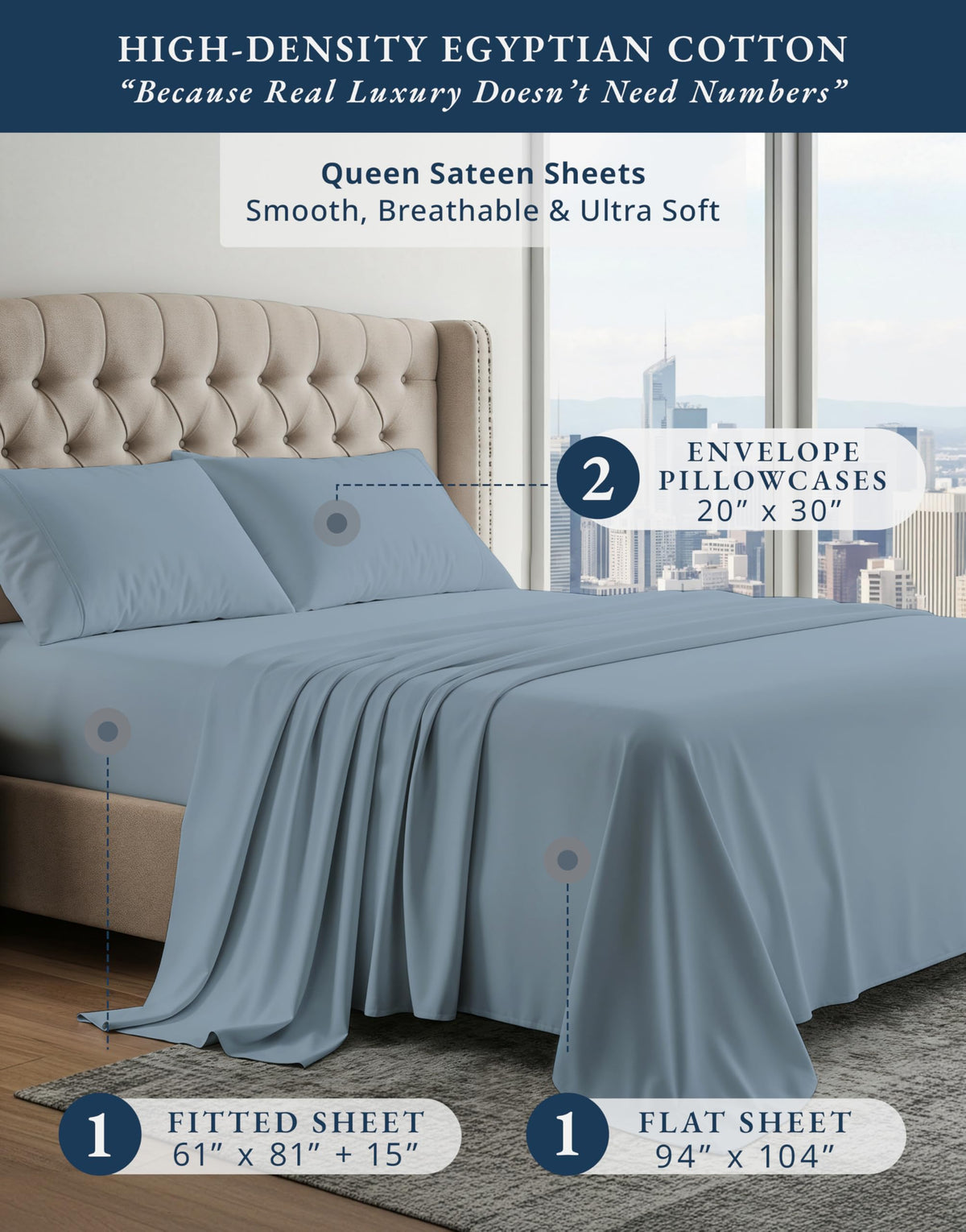 Lane Linen queen fitted deep-pocket sheet showing secure fit on a mattress.