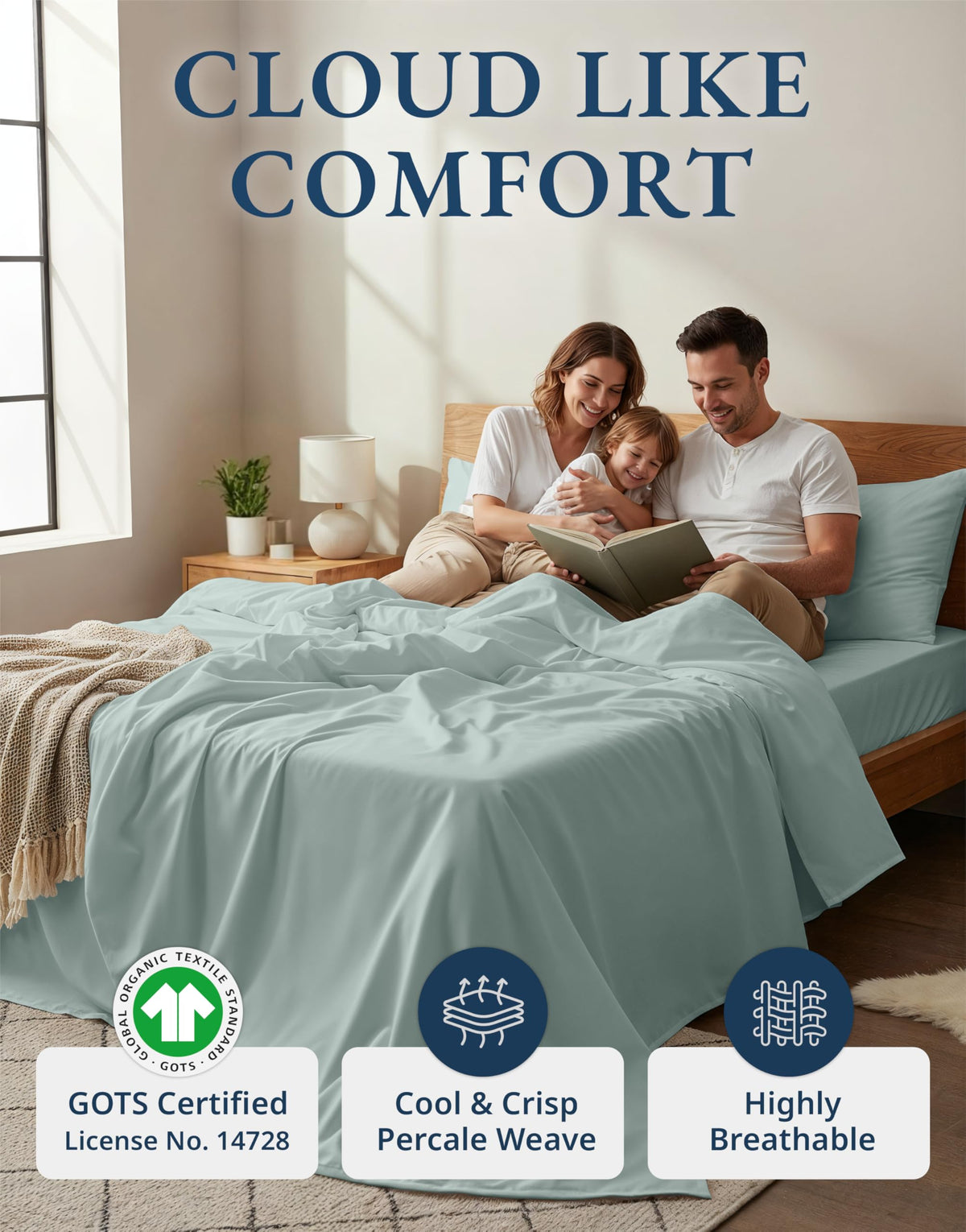 Lane Linen queen fitted sheet ensures deep-pocket fit and secure sleep.