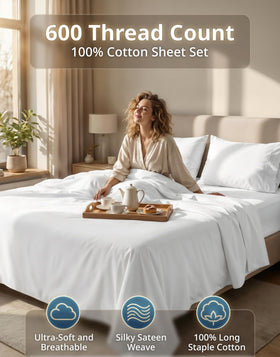 Lane Linen queen fitted sheet with a 15-inch pocket offers secure, wrinkle-resistant fit.