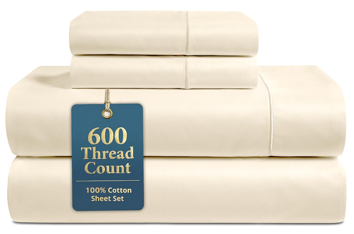 Lane Linen queen sheets 600TC sateen finish for silky, breathable comfort.