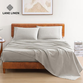 Lane Linen queen fitted sheet Snowdrop highlights deep pockets for secure mattress fit.