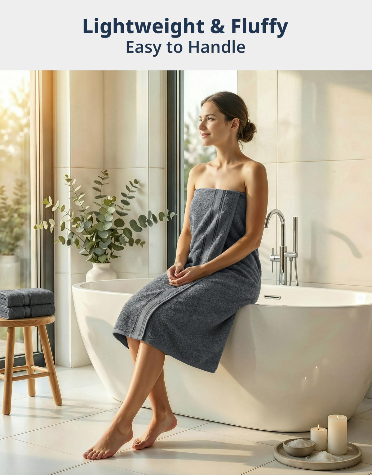 Lane Linen quick-dry towels absorb moisture quickly after showers.