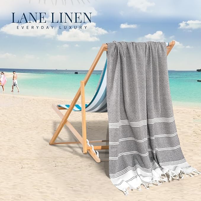 LANE LINEN Quick-Dry Beach Towel oversized for poolside drying.