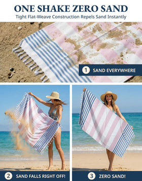 Lane Linen quick-dry beach towel dries after a splash