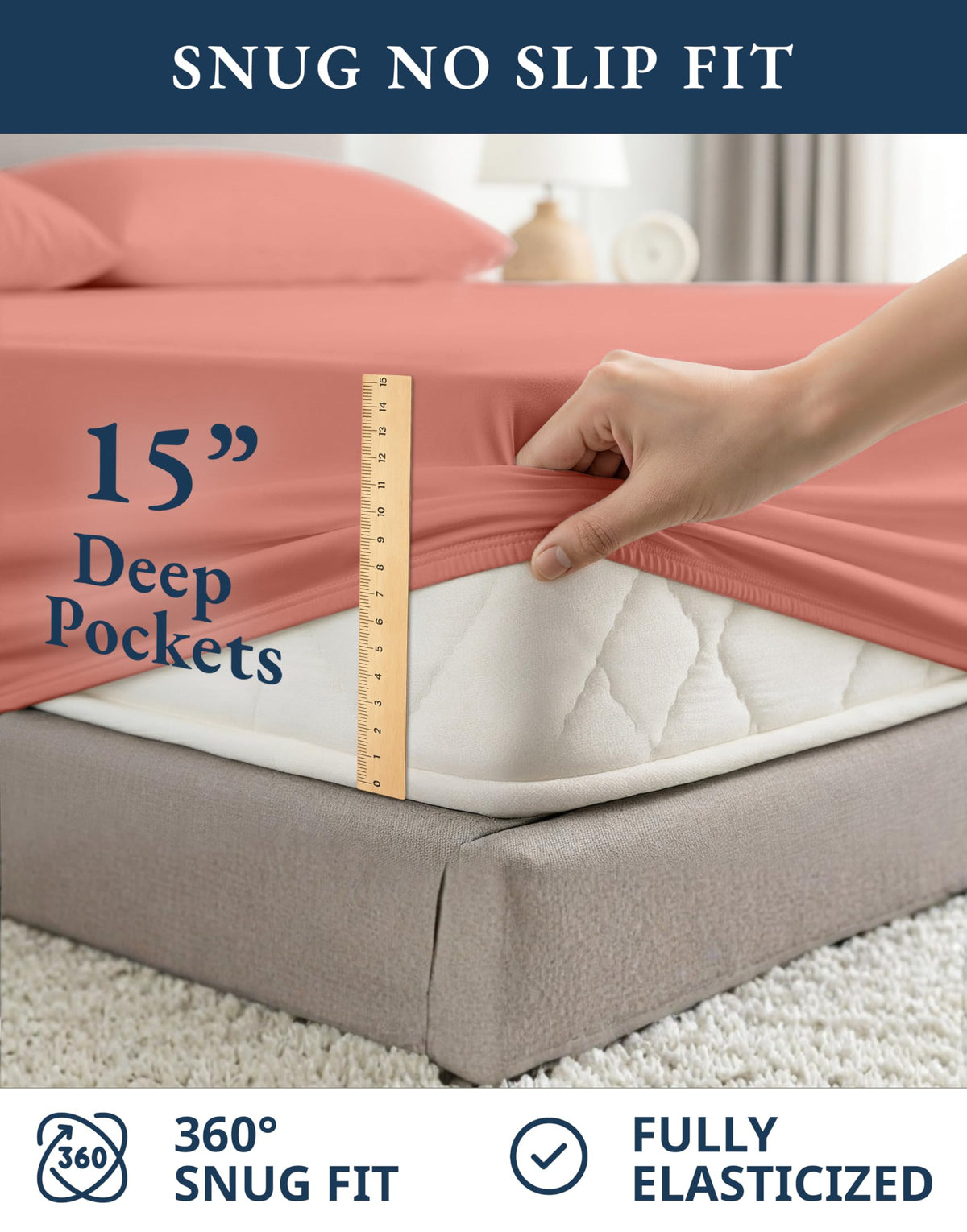 Lane Linen Rose Dawn deep-pocket detail on the fitted sheet