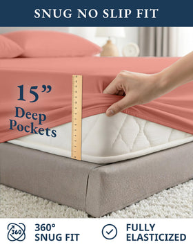 Lane Linen Rose Dawn deep-pocket detail on the fitted sheet