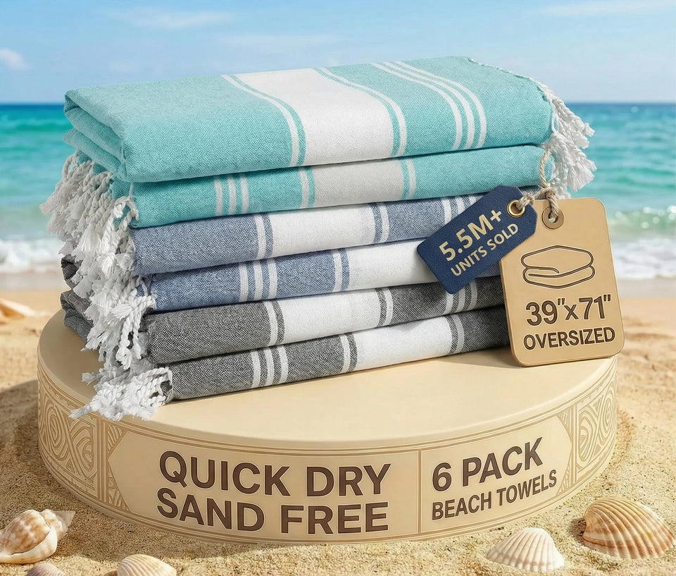 Lane Linen sand-free pool towel with easy sand shake-off for beach days