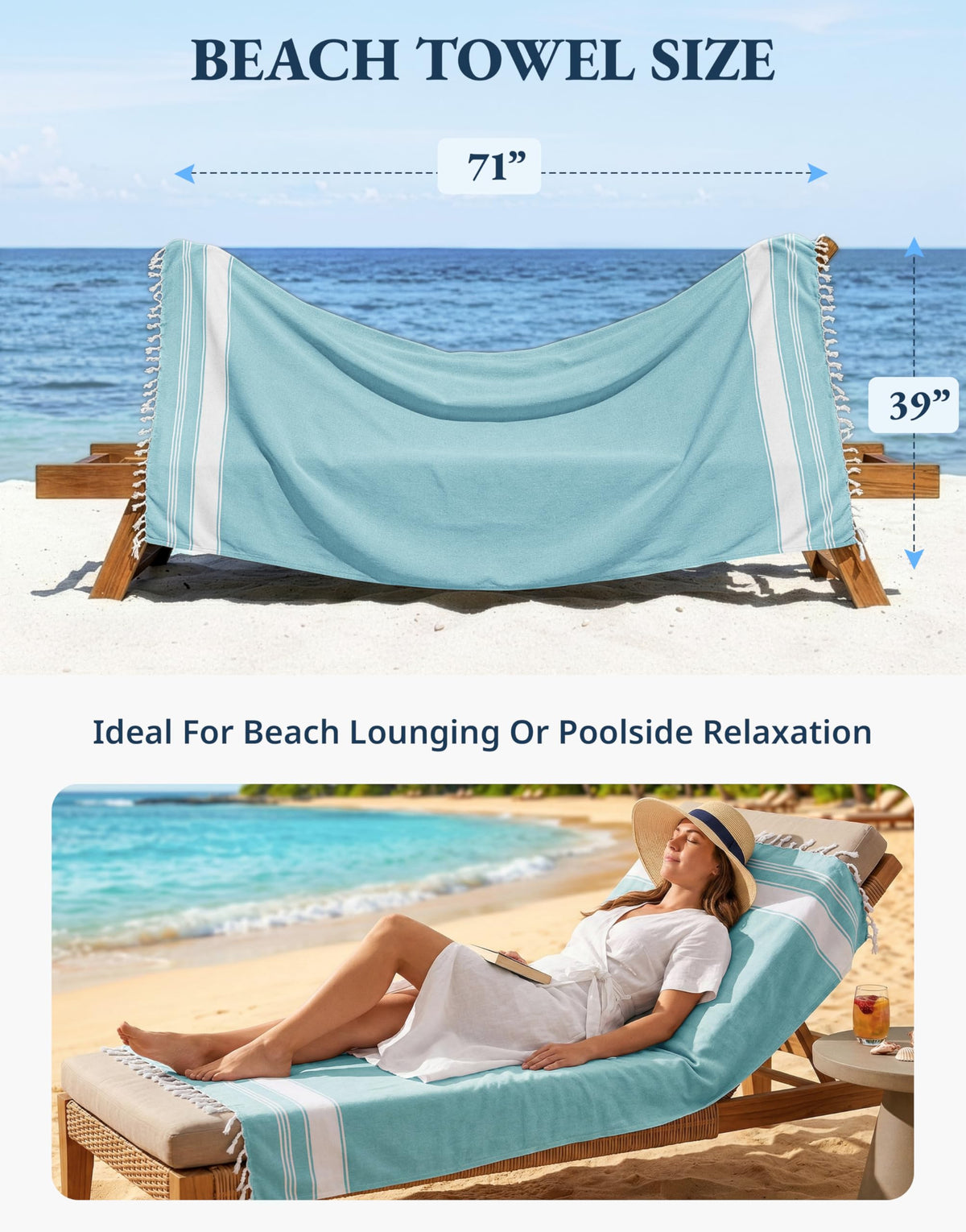 LANE LINEN sand-free experience towel with beach bag for easy shake-off.