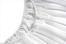 Closeup of Lane Linen sateen finish with silky sheen and luxurious feel