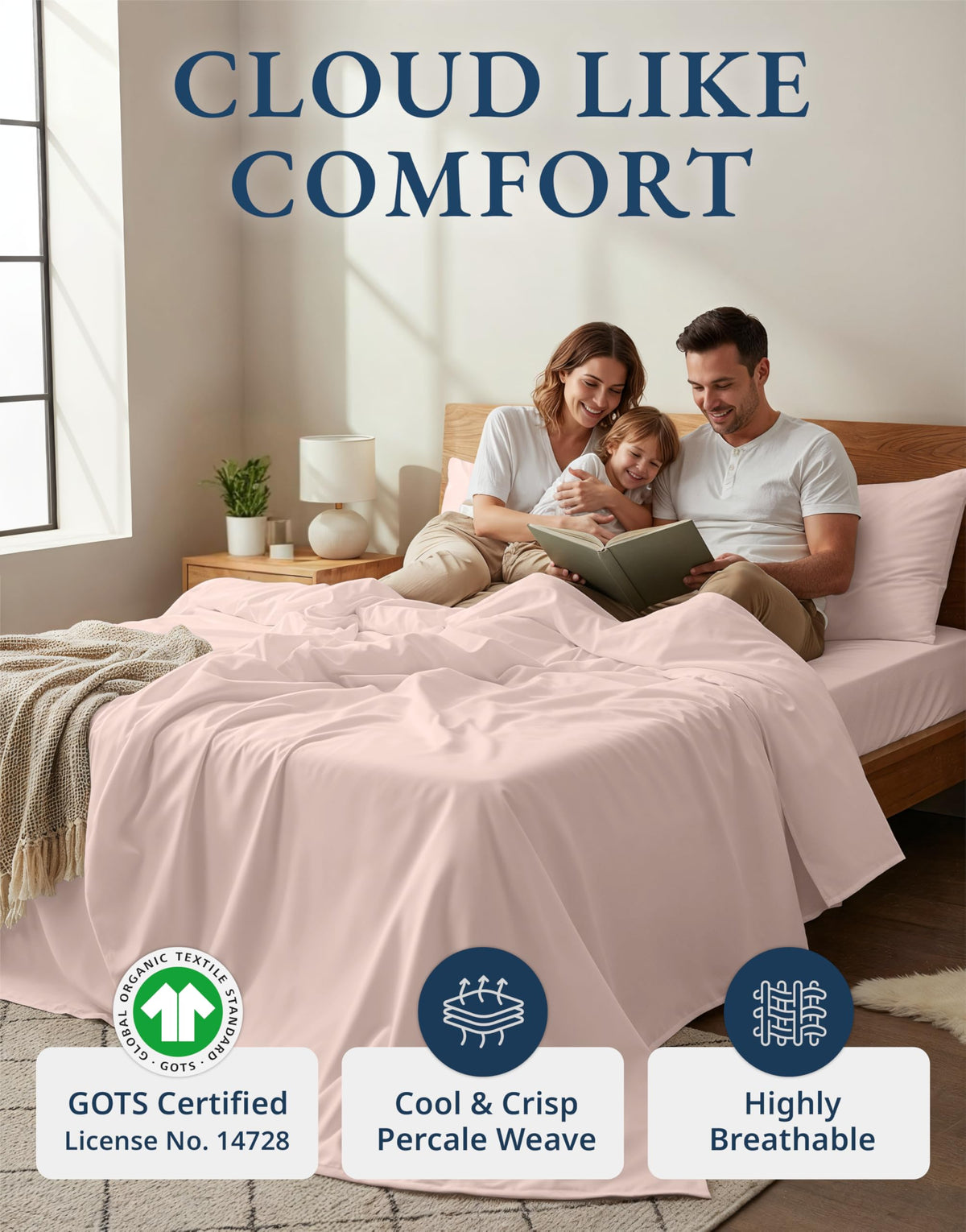 Lane Linen queen fitted sheet demonstrates a secure elastic edge.