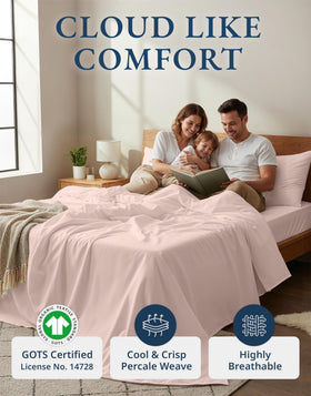 Lane Linen queen fitted sheet demonstrates a secure elastic edge.