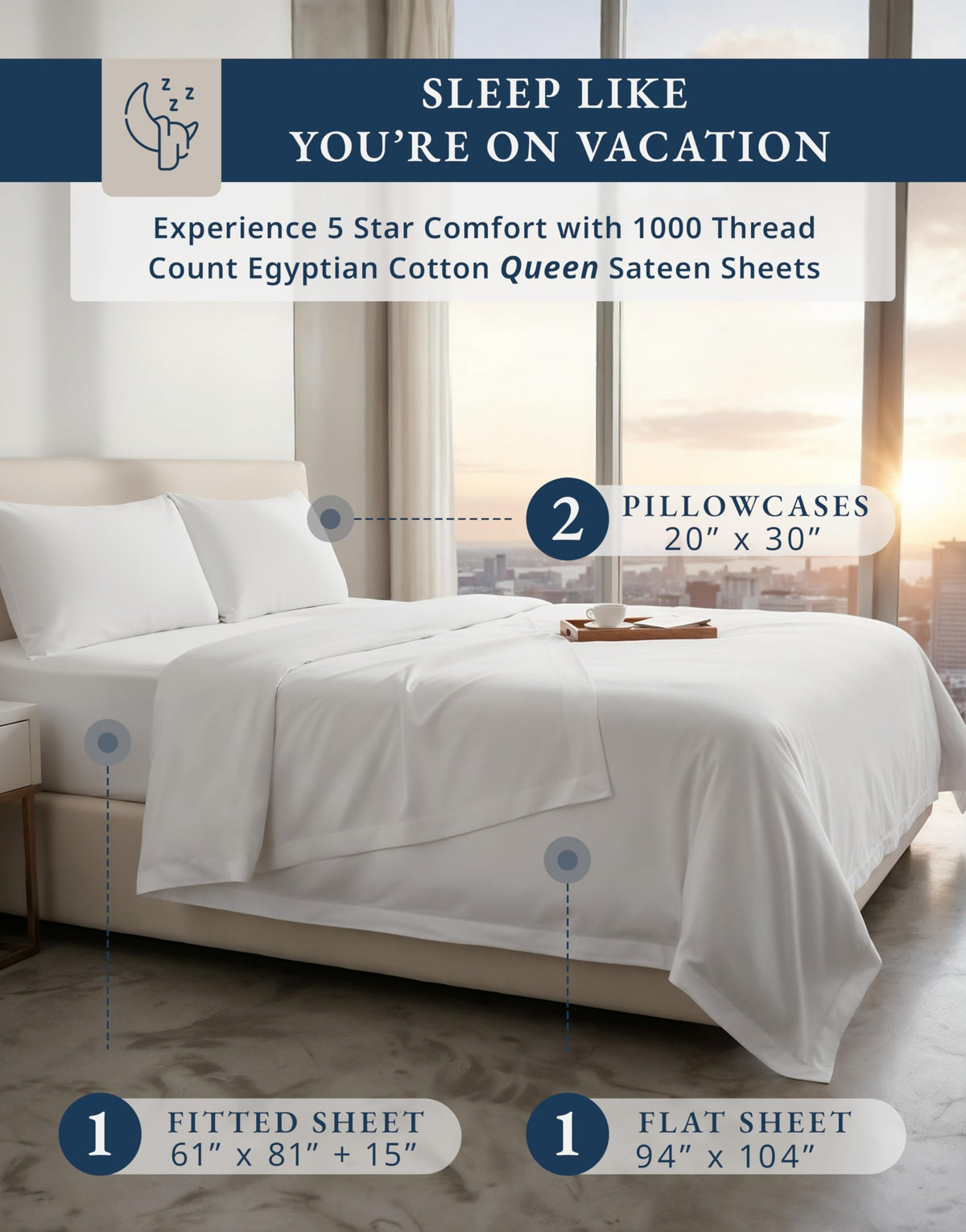 Lane Linen satin weave queen sheets with silky finish for hotel-style elegance